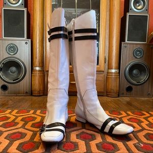 White Mod Fluevog GoGo boots